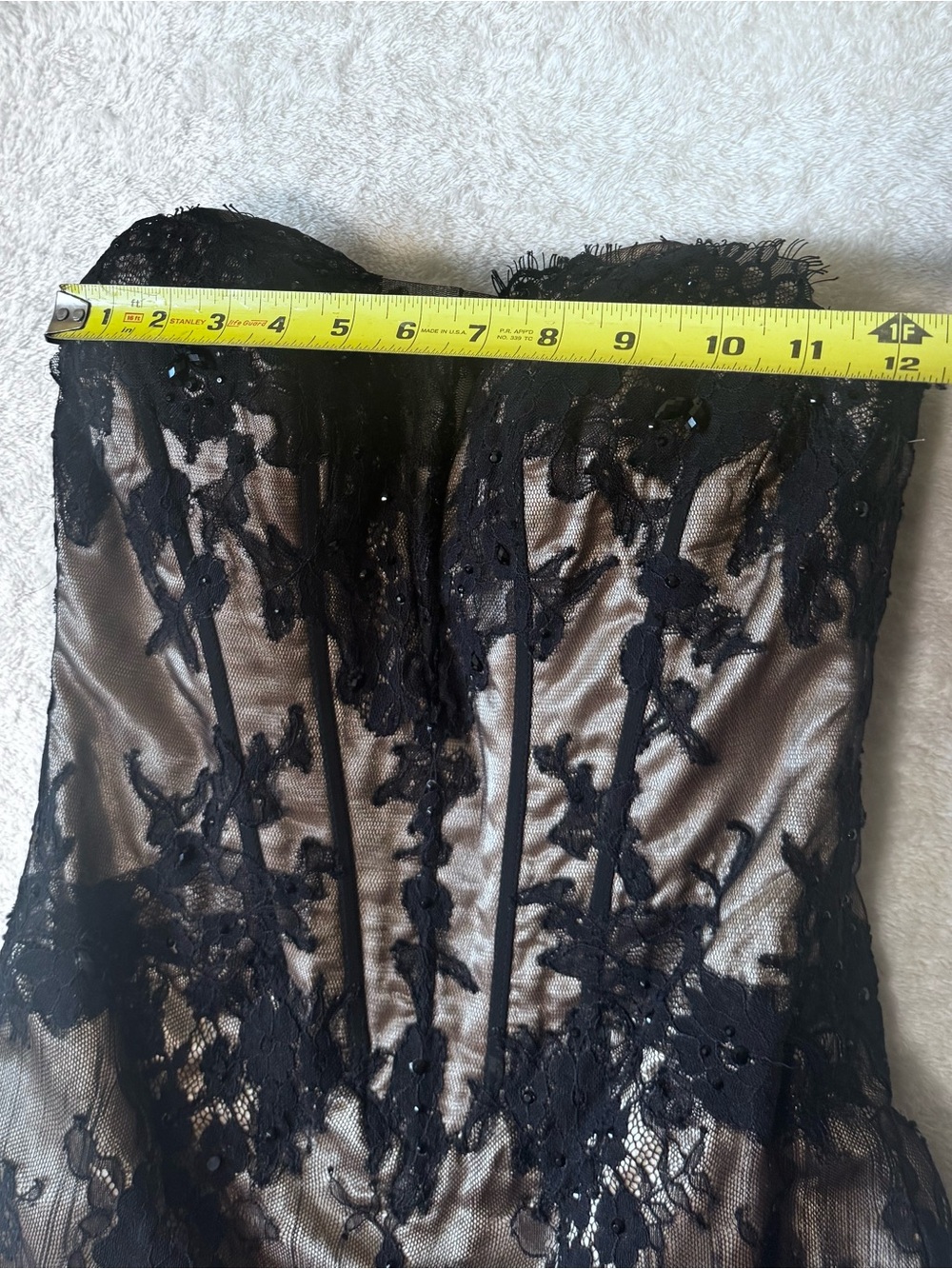 Tony‎ Bowls Lace Beads Strapless Mini Dress Formal Beaded Boned Corset Bodice 4 - Picture 14 of 16